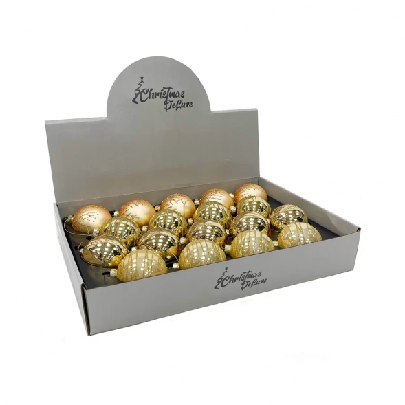 Набор стеклянных шаров Золотая россыпь 70 мм., 18 шт., золото, Christmas DeLuxe (86790) 