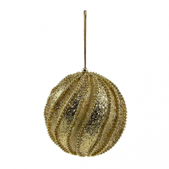 Винтажный шар Аллегро 10 см., золото, 1 шт., Christmas DeLuxe (86561) 
