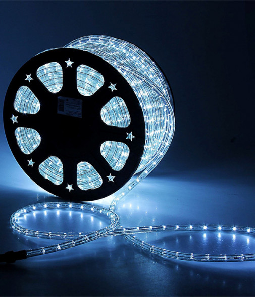 Светодиодный Дюралайт Ø13 мм., Белый с Мерцанием 220В, 36 LED/м., Свечение 360°, IP65, Бухта 100м., Laitcom (F3-H2-220V-BL-W) 