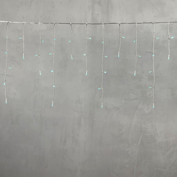 Светодиодная гирлянда бахрома 3*0.5 м.,  3 батарейки типа D 4.5V, 100 LED ламп цвета аква, прозрачный силикон, LTC (ECC100-10-8A) 