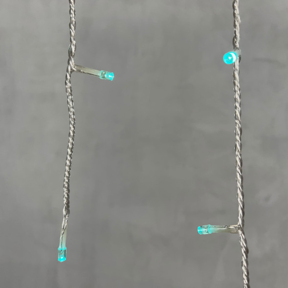 Светодиодная гирлянда бахрома 3*0.5 м.,  3 батарейки типа D 4.5V, 100 LED ламп цвета аква, прозрачный силикон, LTC (ECC100-10-8A) 