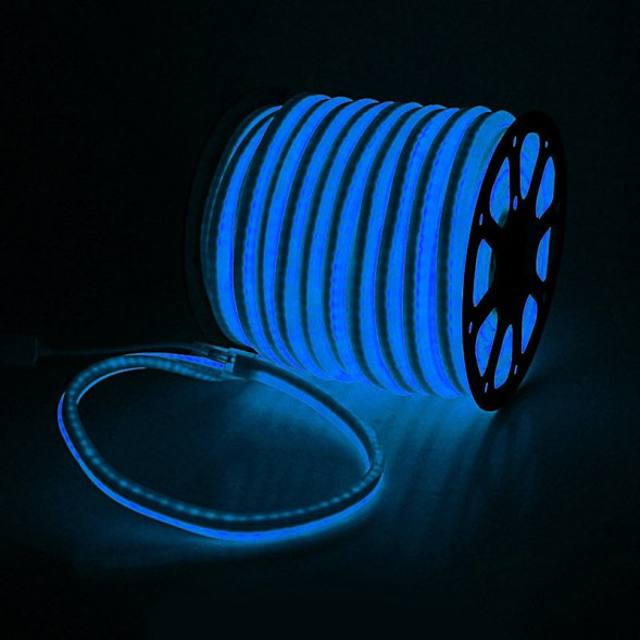 Неон гибкий односторонний Neon-Light 15*25 мм., 220V, синие LED лампы 120 шт на 1 м, бухта 50 м, Bea 