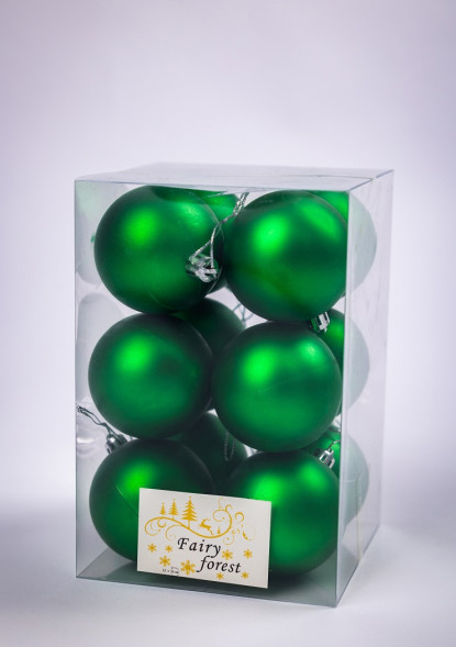 Набор пластиковых шаров Вероника 60 мм., зеленый матовый, 12 шт., ЕлкиТорг (150209) оптом