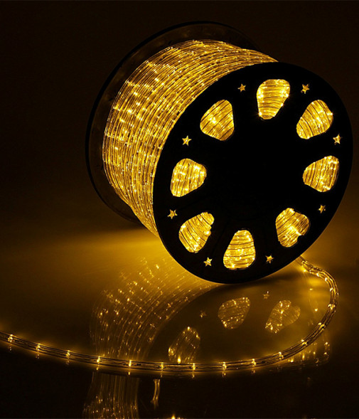 Светодиодный Дюралайт Ø13 мм Желтый с Мерцанием 220В, 36 LED/м., Свечение 360°, IP65, Бухта 100 м., Laitcom (F3-H2-220V-BL-Y) 