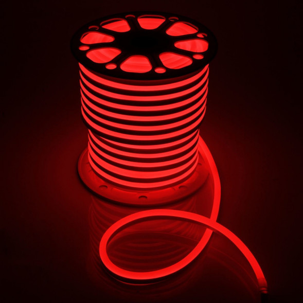 Неон гибкий односторонний Neon-Light 15*25 мм., 220V, красные LED лампы 120 шт на 1 м, бухта 50 м, B 