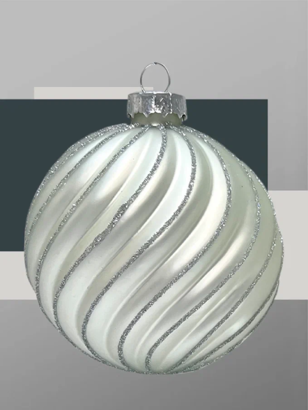 Набор винтажных стеклянных шаров Старинный вальс 80 мм., серебро, 9 шт., Christmas DeLuxe (14089) 