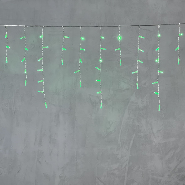 Светодиодная бахрома с колпачком 3,1*0,5 м., 120 зеленых LED ламп, прозрачный провод ПВХ, IP65, LTC (PIL120CAP-10-2G) 