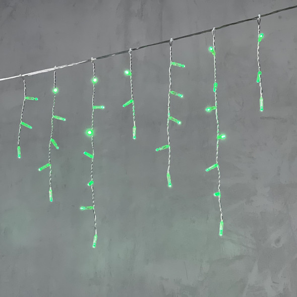 Светодиодная бахрома с колпачком 3,1*0,5 м., 120 зеленых LED ламп, прозрачный провод ПВХ, IP65, LTC (PIL120CAP-10-2G) 