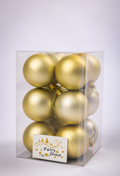 Набор пластиковых шаров Вероника 60 мм., шампань матовый, 12 шт., ЕлкиТорг (150211) оптом