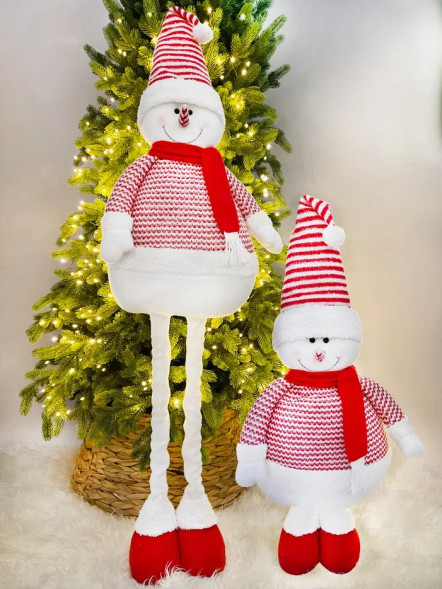 Игрушка Снеговик телескопический 80-130 см., красный, Christmas DeLuxe (89313) 