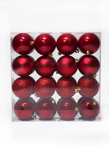 Набор пластиковых шаров Вернисаж 80 мм., красный, 32 шт., Christmas DeLuxe (89587) 