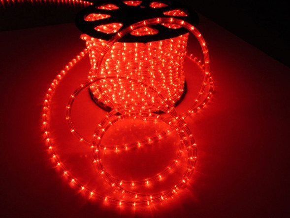 Электрическая гирлянда Дюролайт, красный, прозр. провод 7 м. Rope-Light (523323) 