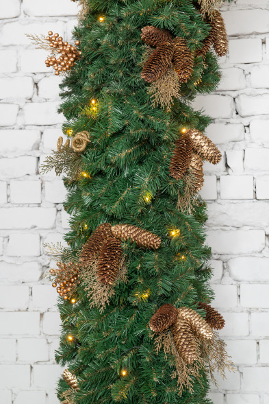 Хвойная арка Санкт-Петербург 240*160 см. с золотым декором, 260 теплых-белых Led ламп, Литая+ПВХ, ЕлкиТорг (28008) оптом