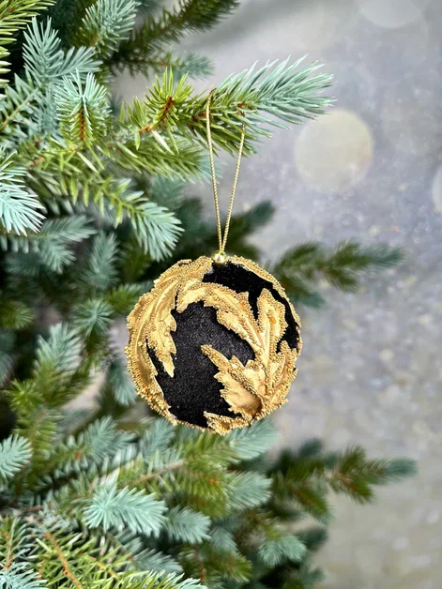 Винтажный шар Версаль 9 см., черный, 1 шт., Christmas DeLuxe (86526) 