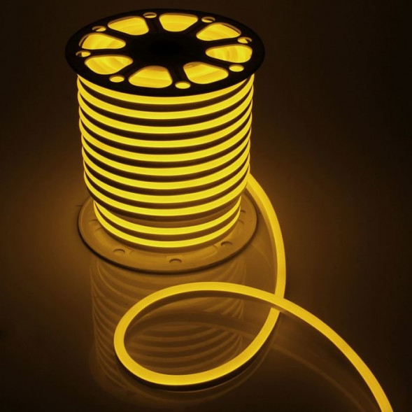 Неон гибкий односторонний Neon-Light 15*25 мм., 220V, желтые LED лампы 120 шт на 1 м, бухта 50 м, Be 