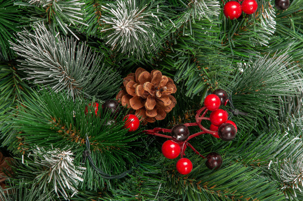 Искусственная сосна Очарование 210 см., с шишками и ягодками, Леска+ПВХ, ЕлкиТорг (141210) оптом