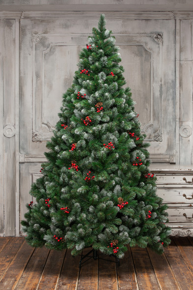 Искусственная сосна Очарование 210 см., с шишками и ягодками, Леска+ПВХ, ЕлкиТорг (141210) оптом