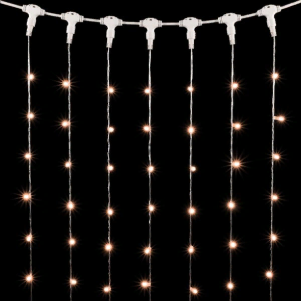 Светодиодный занавес с колпачком 2*3 м., 600 экстра теплых белых LED ламп, прозрачный провод ПВХ, IP65, LTC (PCL602CAP-10-2EWW) 