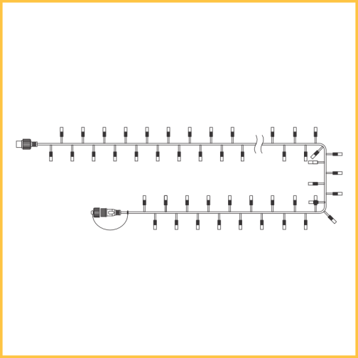 Светодиодная нить Мишура 10 м., 300 LED, 220 В, тёплая белая, статика, чёрная резина 2,3мм., TeamProf (TPF-10C/300-220V-SRB-WW) 