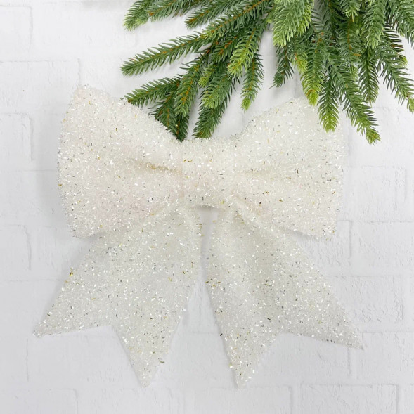 Бант Бьянка 24x24 см., 1 шт., белый, Christmas De Luxe (86822) 
