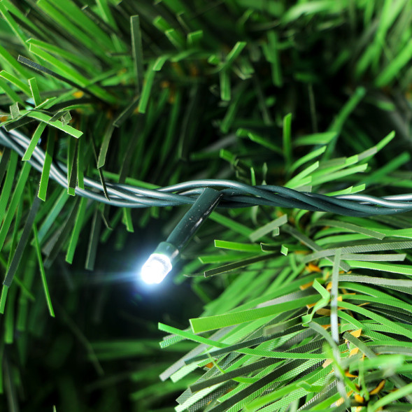 Светодиодная гирлянда Пятиминутка для ели высотой 1.5 м., 120 холодных белых LED ламп, зеленый ПВХ, Beauty Led (GFM120C-14-1W) 