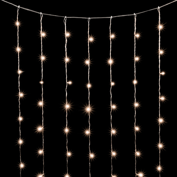 Светодиодный мерцающий облегченный занавес 2*3 м, 220V., 600 теплых белых LED ламп, прозрачный ПВХ, Beauty Led (PCL600NOTBL-10-2WW) 