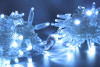 Светодиодная нить 100 холодных белых LED ламп, 10 м., 220В, мерцание, прозрачный провод ПВХ, Teamprof (TPF-S10CF-220V-CT/W)