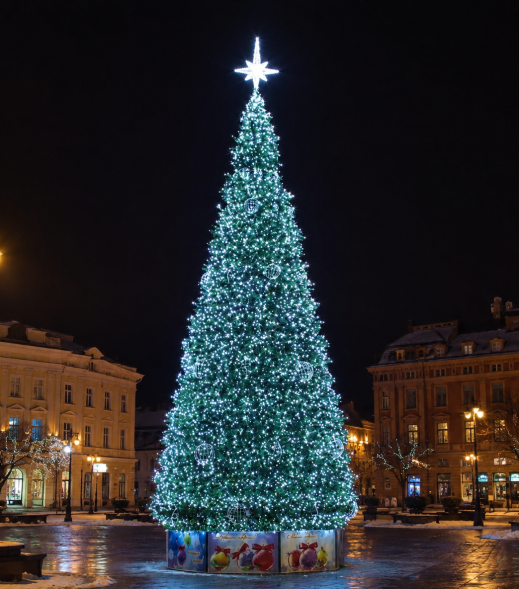 Уличная каркасная светодинамическая елка Уральская Люкс 12 м., ПВХ, зеленая, ЕлкиТорг (3011200) 