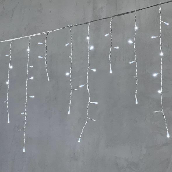 Светодиодная бахрома 4,9*0,5 м., 240 белых LED ламп, мерцание, прозрачный провод ПВХ, Beauty Led (PIL240BLW-10-2W) 