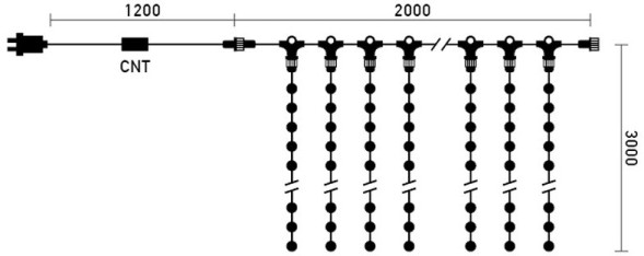 Светодиодный занавес с белым бликующим диодом 2*3 м, 220V., 600 красных LED ламп, прозрачный ПВХ, Beauty Led (PCL600BLW-10-2R) 