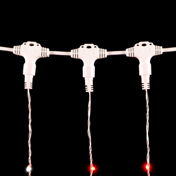 Светодиодный занавес с белым бликующим диодом 2*3 м, 220V., 600 красных LED ламп, прозрачный ПВХ, Beauty Led (PCL600BLW-10-2R) 