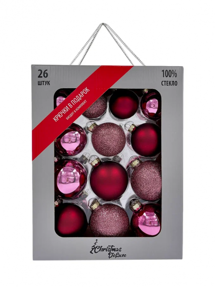 Набор стеклянных шаров Ягодный Смузи 26 шт., Christmas DeLuxe (84496-86778)     