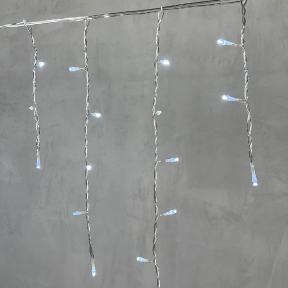 Светодиодная бахрома 3,1*0,5 м., 150 холодгых белых LED ламп, мерцание, прозрачный провод ПВХ, LTC (PIL150BLW-10-2W) 