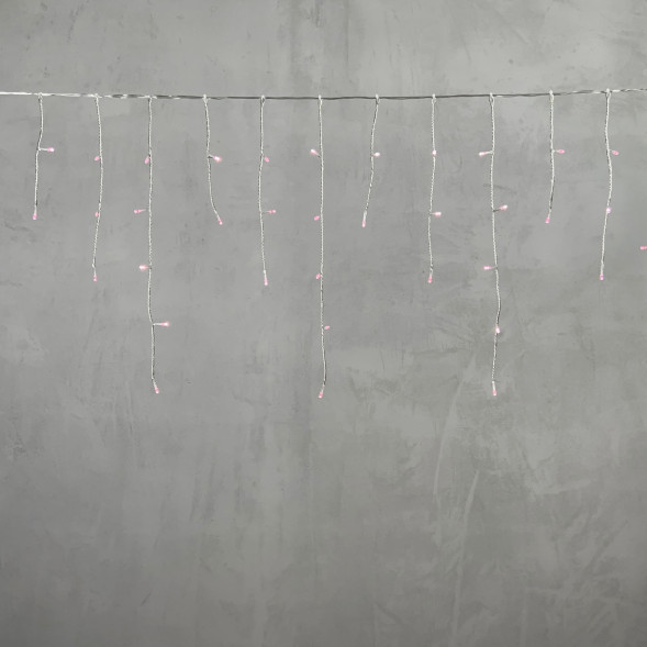 Светодиодная гирлянда бахрома 3*0.5 м., 3 батарейки типа D 4.5V, 100 LED ламп светло розового цвета, прозрачный силикон, LTC (ECC100-10-8BP) 