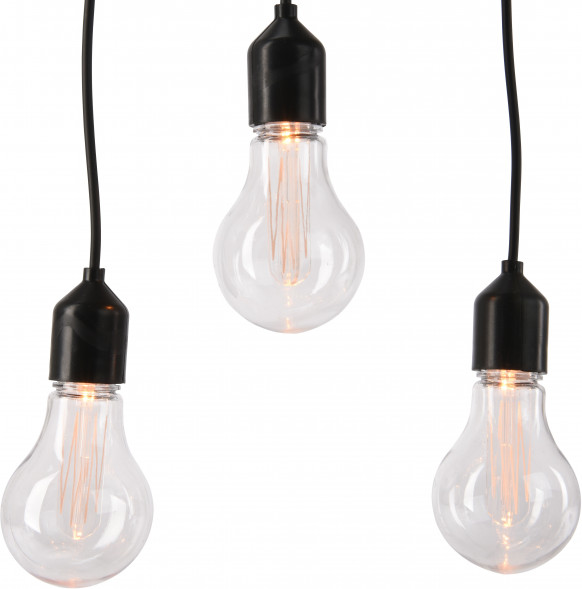 Светодиодная ретро гирлянда Бахрома 9.5 м., 220 V, 20 LED ламп теплого свечения, соединяемая, черный ПВХ провод, Kaemingk (490105) 