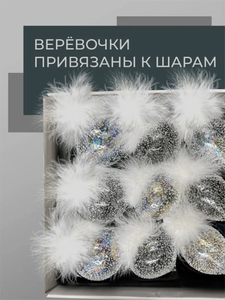 Набор стеклянных украшений Ледяной дождь 80 мм., 9 шт., шар, капля, луковка, прозрачный, Christmas DeLuxe (14033) 