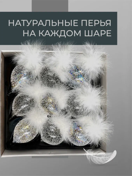 Набор стеклянных украшений Ледяной дождь 80 мм., 9 шт., шар, капля, луковка, прозрачный, Christmas DeLuxe (14033) 