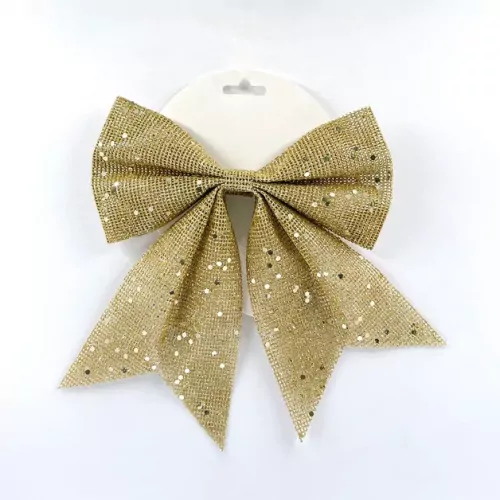 Бант Бриджит 24x28 см., 1 шт., золото с пайетками, Christmas DeLuxe (86830) 