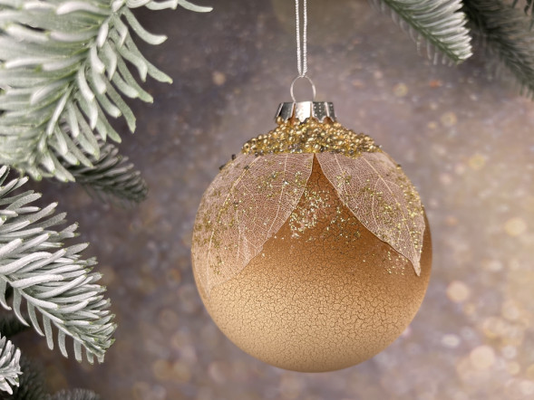 Набор стеклянных шаров Райский сад 80 мм., 9 шт., песочный, Christmas DeLuxe (13033)  