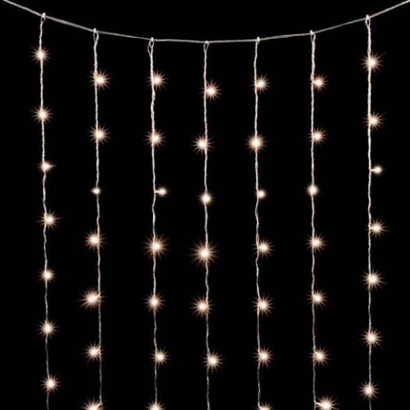 Светодиодный занавес 2*2 м., 400 теплых белых LED ламп, облегченный, прозрачный провод ПВХ, LTC (PCL400NOT-10-2WW) 