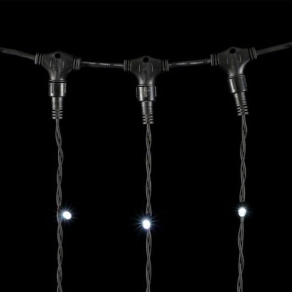 Светодиодный занавес с колпачком 2*2 м., 400 белых LED ламп, каучуковый черный провод, IP65, Beauty led (LL402-1-2W) 