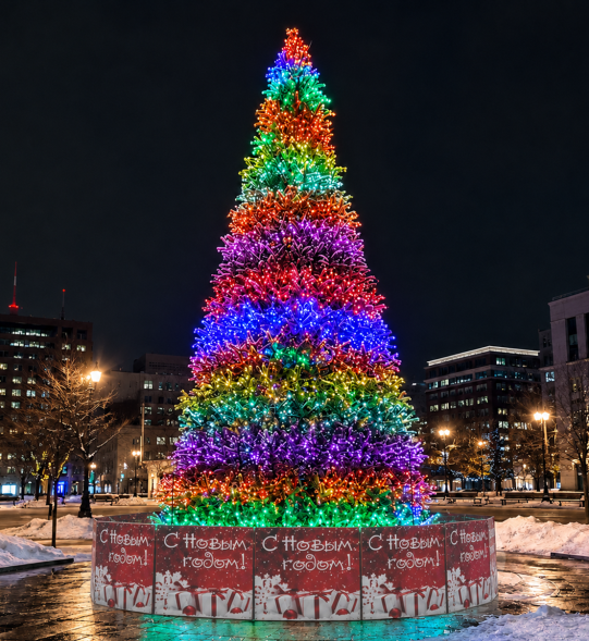 Уличная каркасная светодинамическая елка Уральская Люкс 16 м., ПВХ, зеленая, ЕлкиТорг (3011600) 