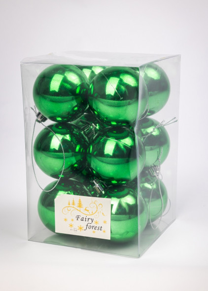 Набор пластиковых шаров Вероника 60 мм., зеленый глянцевый, 12 шт., ЕлкиТорг (150218) оптом