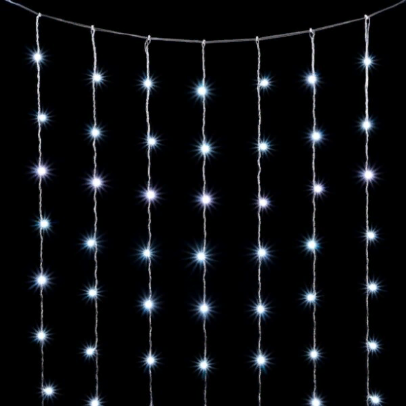 Светодиодный занавес 2*3 м., 600 белых LED ламп, облегченный, прозрачный провод ПВХ, LTC (PCL600NOT-10-2W) 