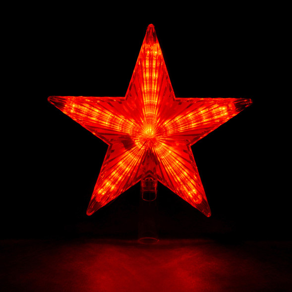 Светодиодная макушка Звезда красная, 30 LED ламп, 20*20 см., 220В, зеленый провод, Vegas (55086) 