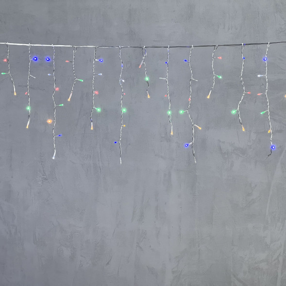 Светодиодная бахрома 3,1*0,5 м., 150 разноцветных LED ламп, мерцание, прозрачный провод ПВХ, LTC (PIL150BLW-10-2M) 