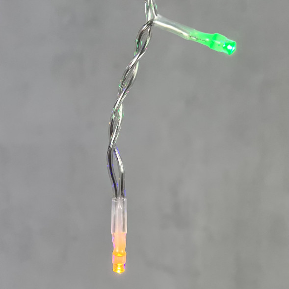 Светодиодная бахрома 3,1*0,5 м., 150 разноцветных LED ламп, мерцание, прозрачный провод ПВХ, LTC (PIL150BLW-10-2M) 