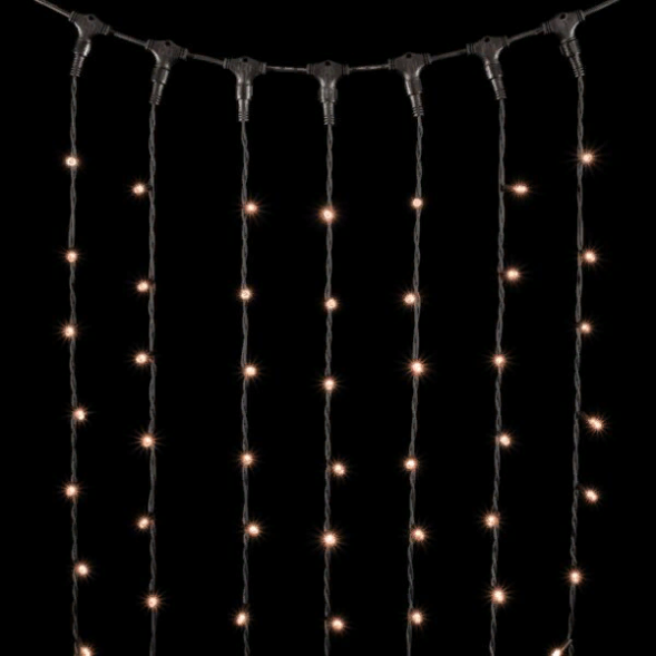Светодиодный занавес с колпачком 2*3 м., 600 экстра теплых белых LED ламп, каучуковый черный провод, IP65, Beauty led (LL602-1-2EWW) 