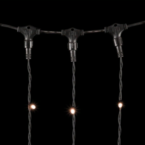 Светодиодный занавес с колпачком 2*3 м., 600 экстра теплых белых LED ламп, каучуковый черный провод, IP65, Beauty led (LL602-1-2EWW) 