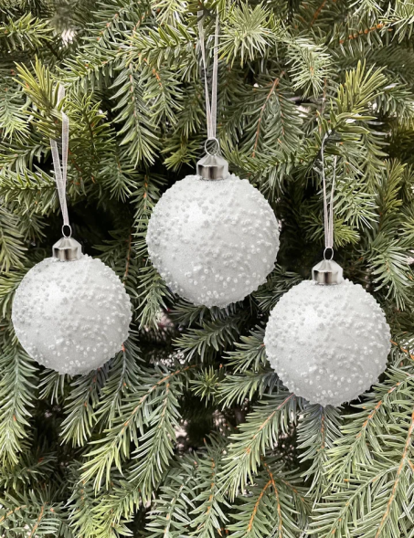 Набор винтажных стеклянных шаров Снежное облако 80 мм., белый, 9 шт., Christmas DeLuxe (13051) 
